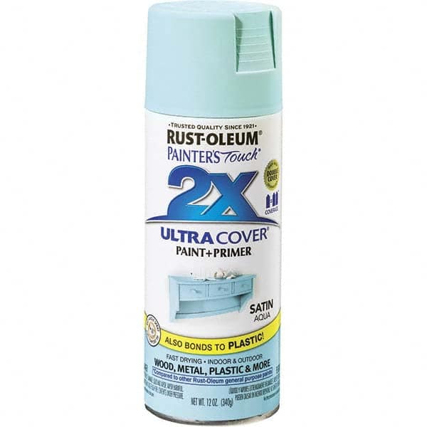 Rust-Oleum 249085 Enamel Spray Paint: Aqua, Satin, 12 oz 