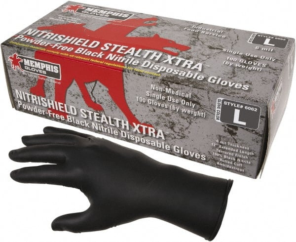 MCR SAFETY 6062M Disposable Gloves: Size Medium, 6 mil, Nitrile 