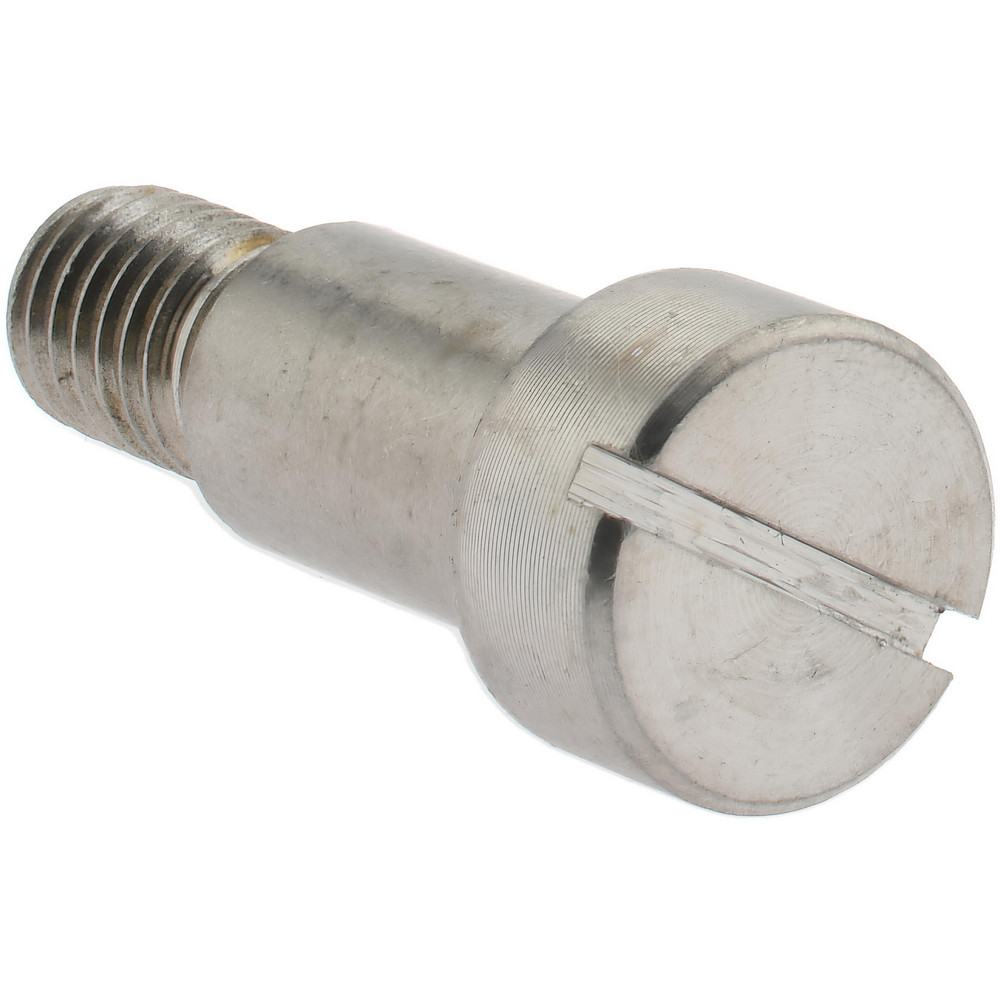 Shoulder Screw: 10 mm Shoulder Dia, 16 mm Shoulder Length, M8x1.25, 18-8 & 303, Stainless Steel, Slotted - 14 mm Head Dia