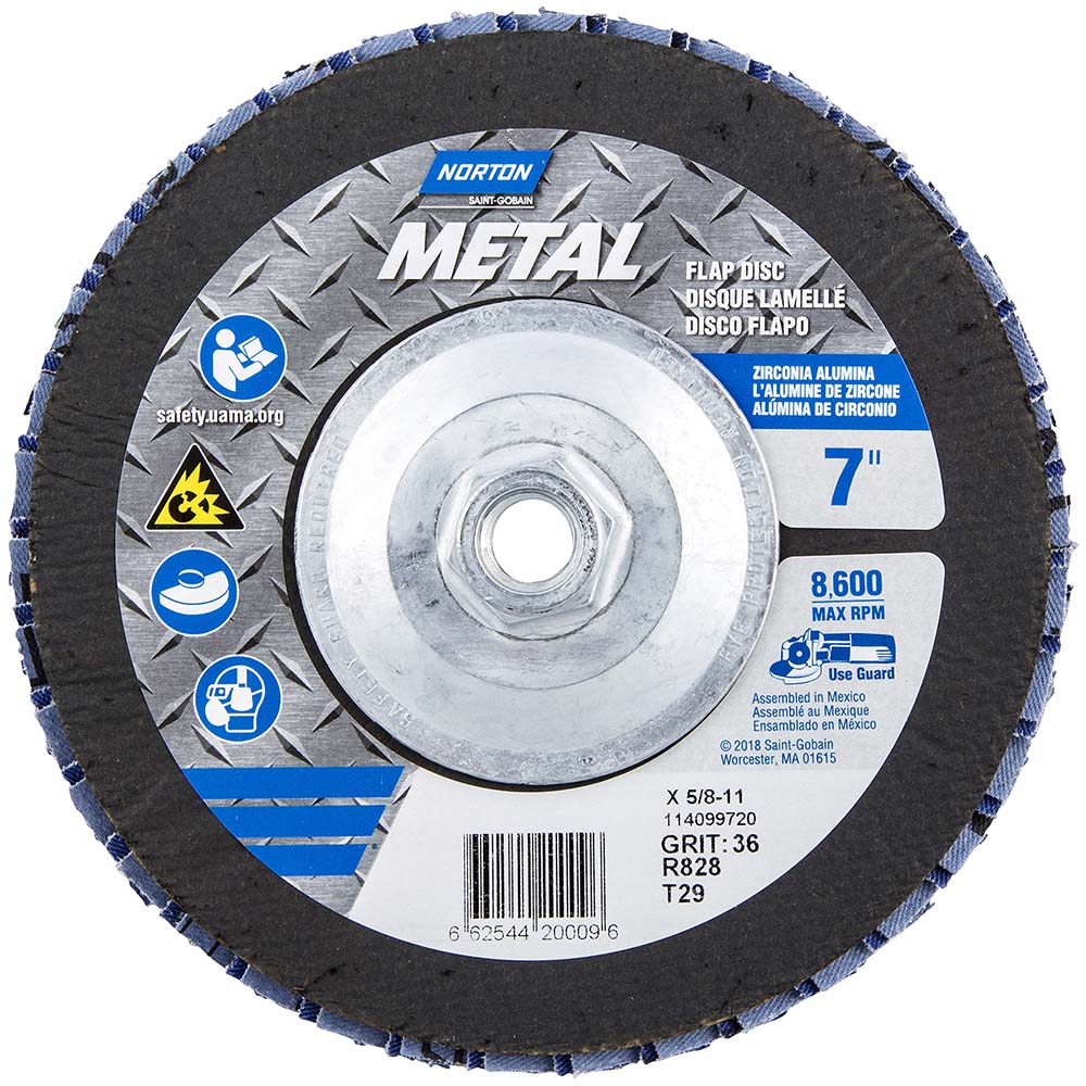 Norton Flap Disc 7" Dia, 36 Grit, Zirconia Alumina, Type 29 MSC Direct