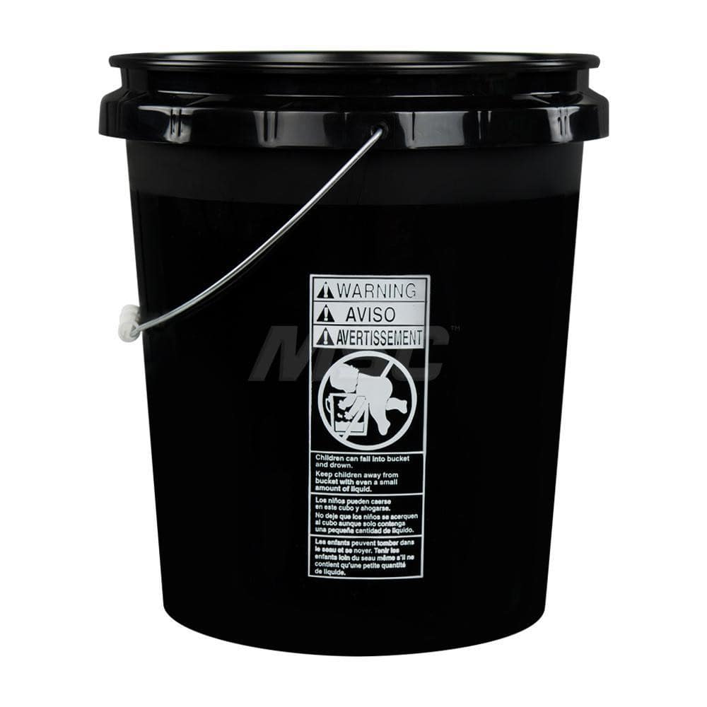 Buckets & Pails; Capacity: 5.00gal ; Bucket Material: High-Density Polyethylene ; Style: Pail ; Shape: Round ; Color: Black ; Overall Height (Decimal Inch): 13.6200