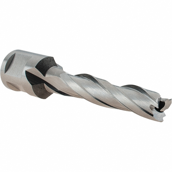 Annular Cutter: 29/64" Dia, 2" Depth of Cut, High Speed Steel - 3/4" Shank Dia, 2 Flats, Bright/Uncoated