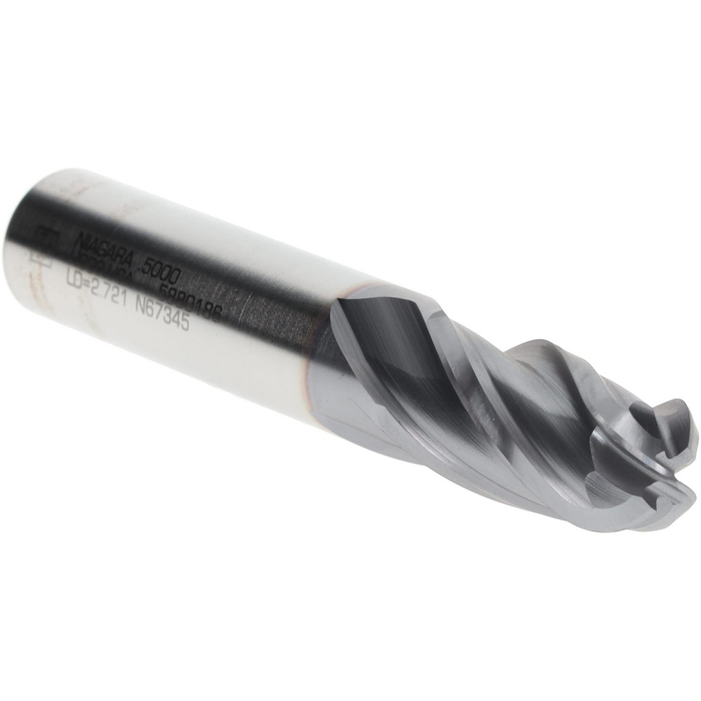 Niagara Cutter 17012957 Ball End Mill: 0.5" Dia, 1" LOC, 4 Flute, Cobalt Image