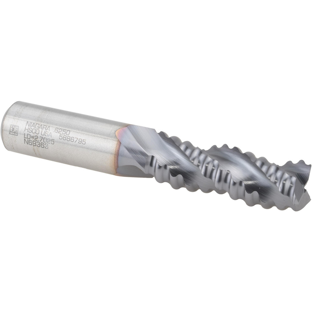 Niagara Cutter 17013552 Square End Mill: 5/8 Dia, 1-5/8 LOC, 5/8 Shank Dia, 3-3/4 OAL, 3 Flutes, Cobalt Image