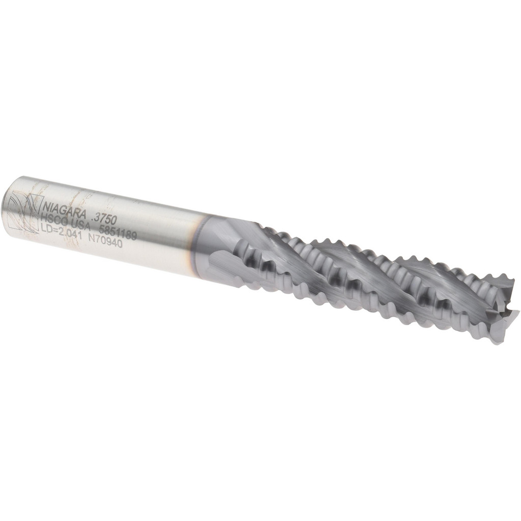 Niagara Cutter 17013952 Square End Mill: 3/8 Dia, 1-3/8 LOC, 3/8 Shank Dia, 3-1/8 OAL, 4 Flutes, Cobalt Image