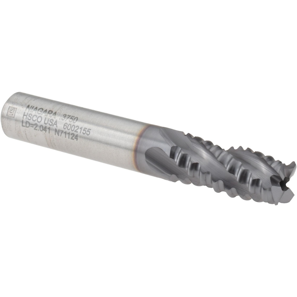 Niagara Cutter 17014080 Square End Mill: 3/8 Dia, 3/4 LOC, 3/8 Shank Dia, 2-1/2 OAL, 4 Flutes, Cobalt Image