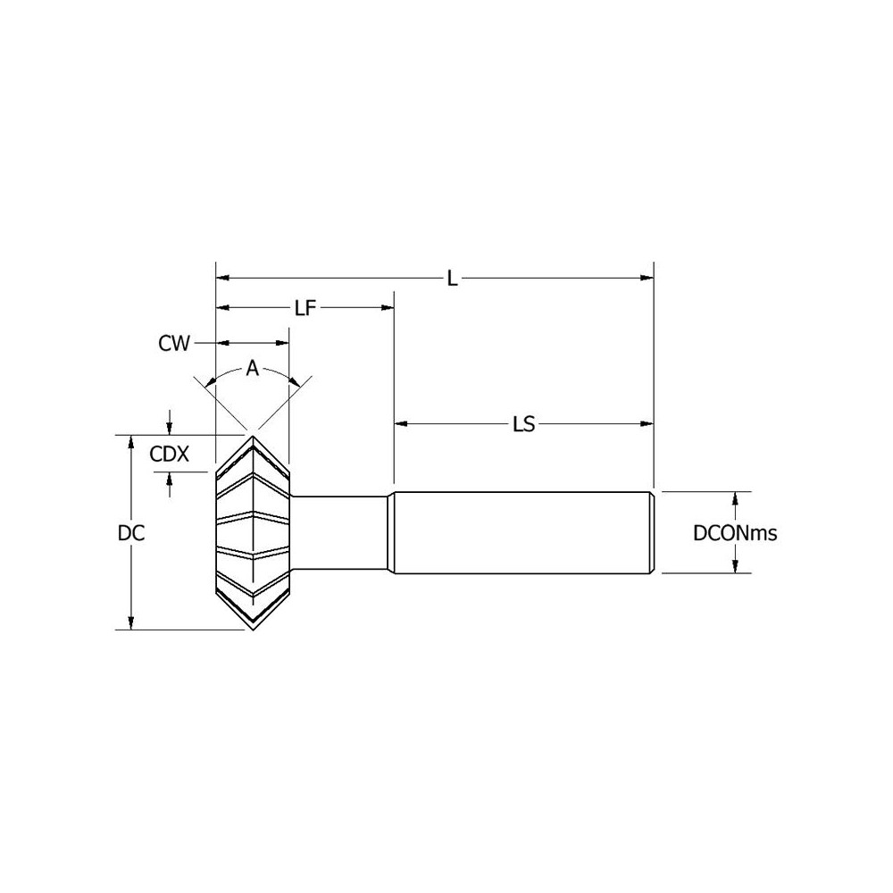 Keo Double Angle Milling Cutter 60 °, 1" Cut Dia, 5/16" Cut Width, 1
