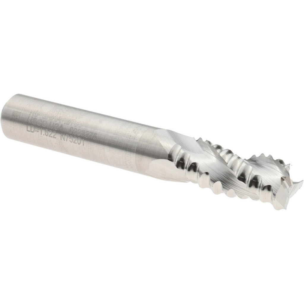Niagara Cutter 17014581 Square End Mill: 3/8 Dia, 3/4 LOC, 3/8 Shank Dia, 2-1/2 OAL, 3 Flutes, Cobalt Image