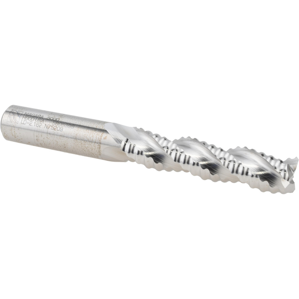 Niagara Cutter 17014589 Square End Mill: 1/2 Dia, 2 LOC, 1/2 Shank Dia, 4 OAL, 3 Flutes, Cobalt Image