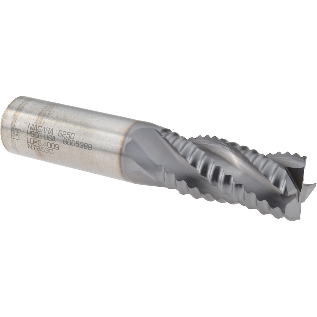Niagara Cutter 17015286 Square End Mill: 5/8 Dia, 1-1/4 LOC, 5/8 Shank Dia, 3-3/8 OAL, 4 Flutes, Cobalt Image