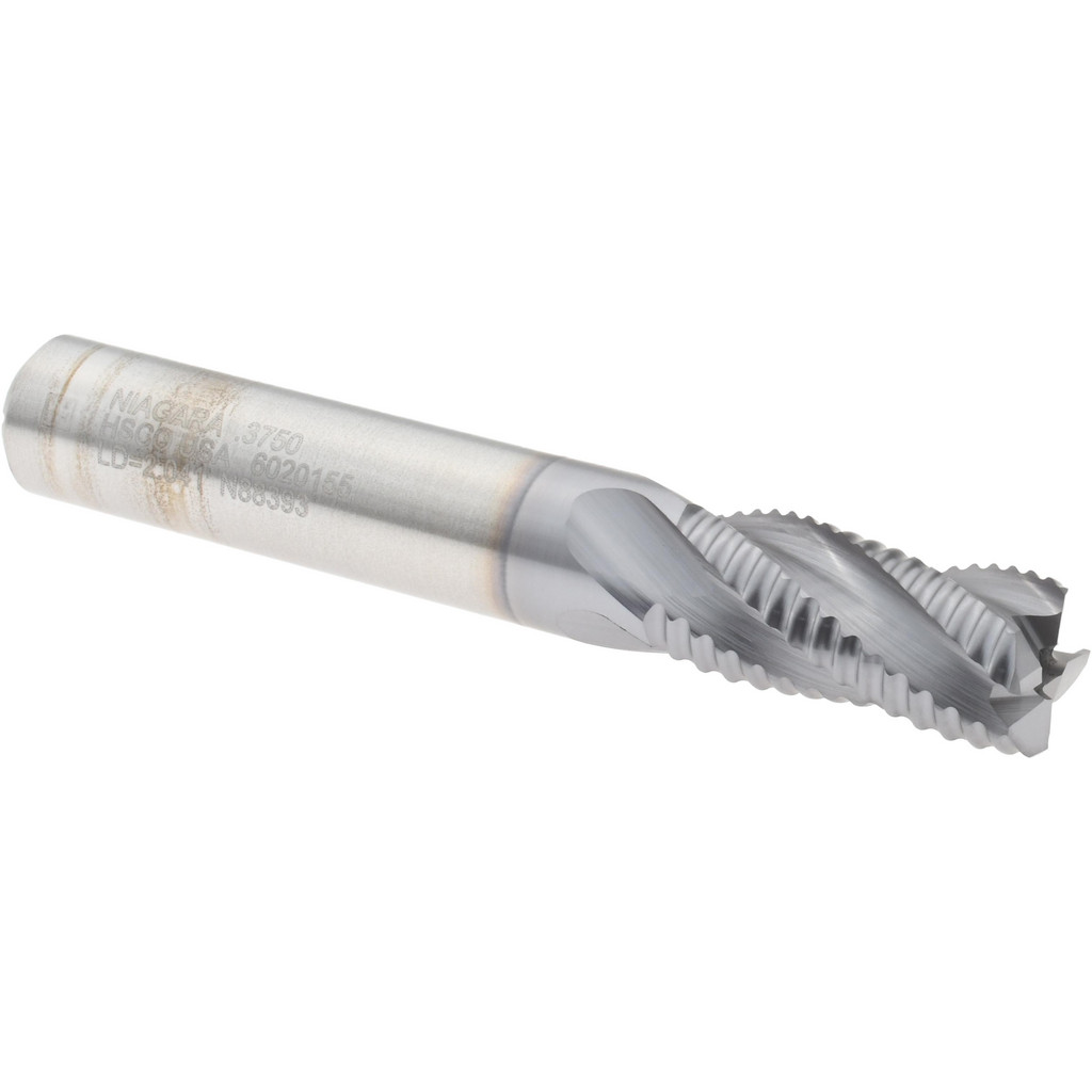 Niagara Cutter 17016192 Square End Mill: 3/8 Dia, 3/4 LOC, 3/8 Shank Dia, 2-1/2 OAL, 4 Flutes, Cobalt Image