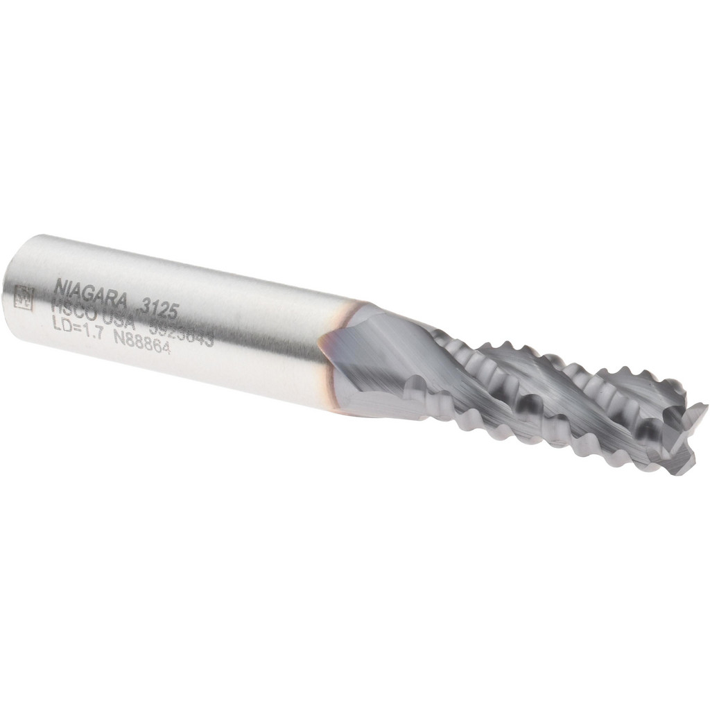 Niagara Cutter 17016579 Square End Mill: 5/16 Dia, 3/4 LOC, 3/8 Shank Dia, 2-1/2 OAL, 4 Flutes, Cobalt Image