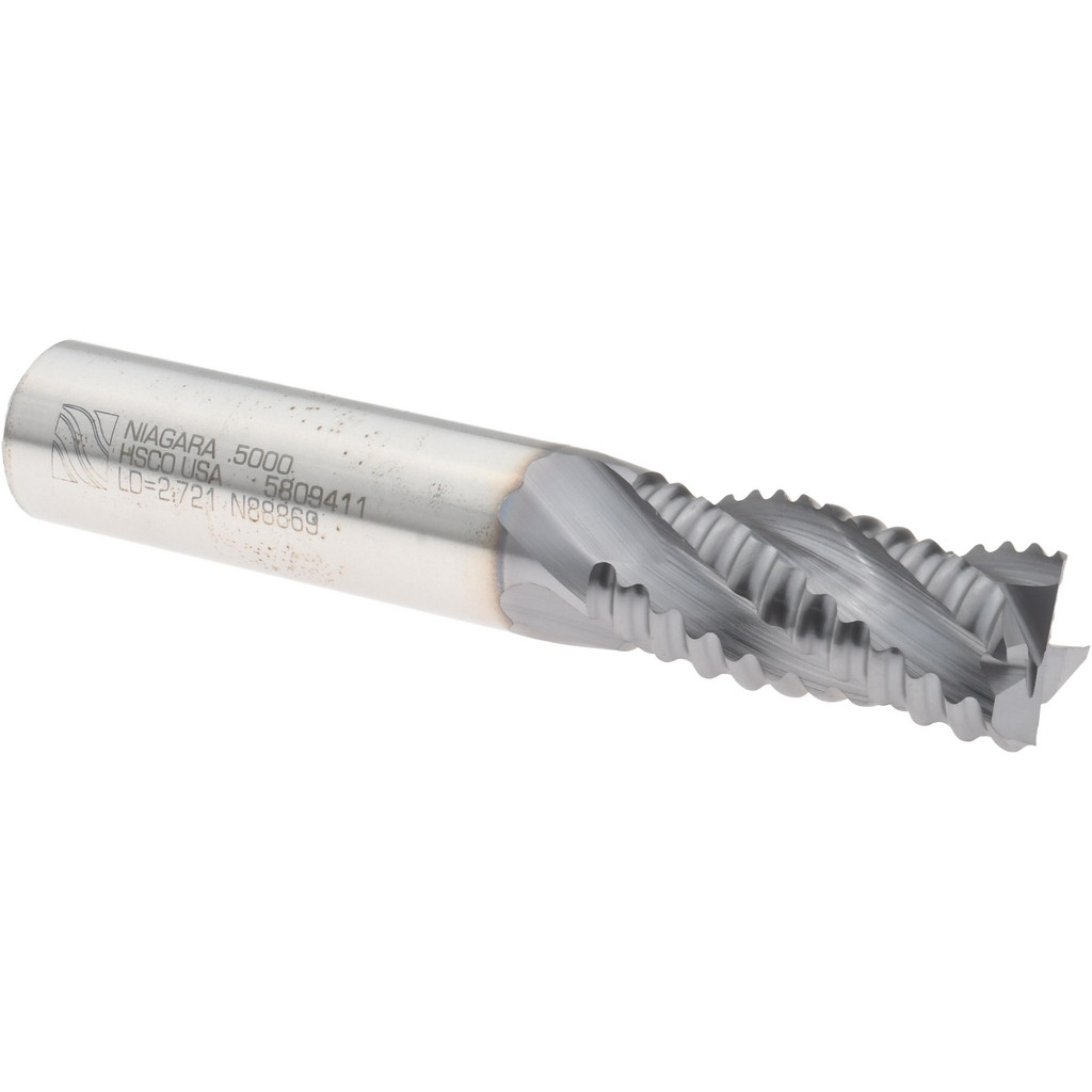 Niagara Cutter 17016584 Square End Mill: 1/2 Dia, 1 LOC, 1/2 Shank Dia, 3 OAL, 4 Flutes, Cobalt Image