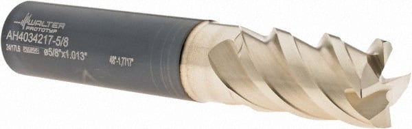 Walter 5905827 Square End Mill: 5/8 Dia, 1.013 LOC, 5/8 Shank Dia, 3-1/2 OAL, 4 Flutes, Solid Carbide 