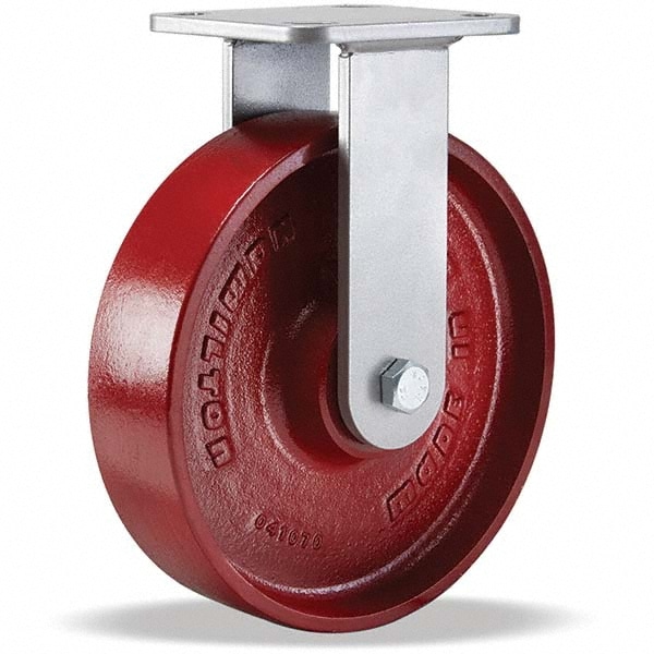 Hamilton R-WH-8M Rigid Top Plate Caster: Cast Iron, 8" Wheel Dia, 2" Wheel Width, 1,500 lb Capacity, 9-1/2" OAH 