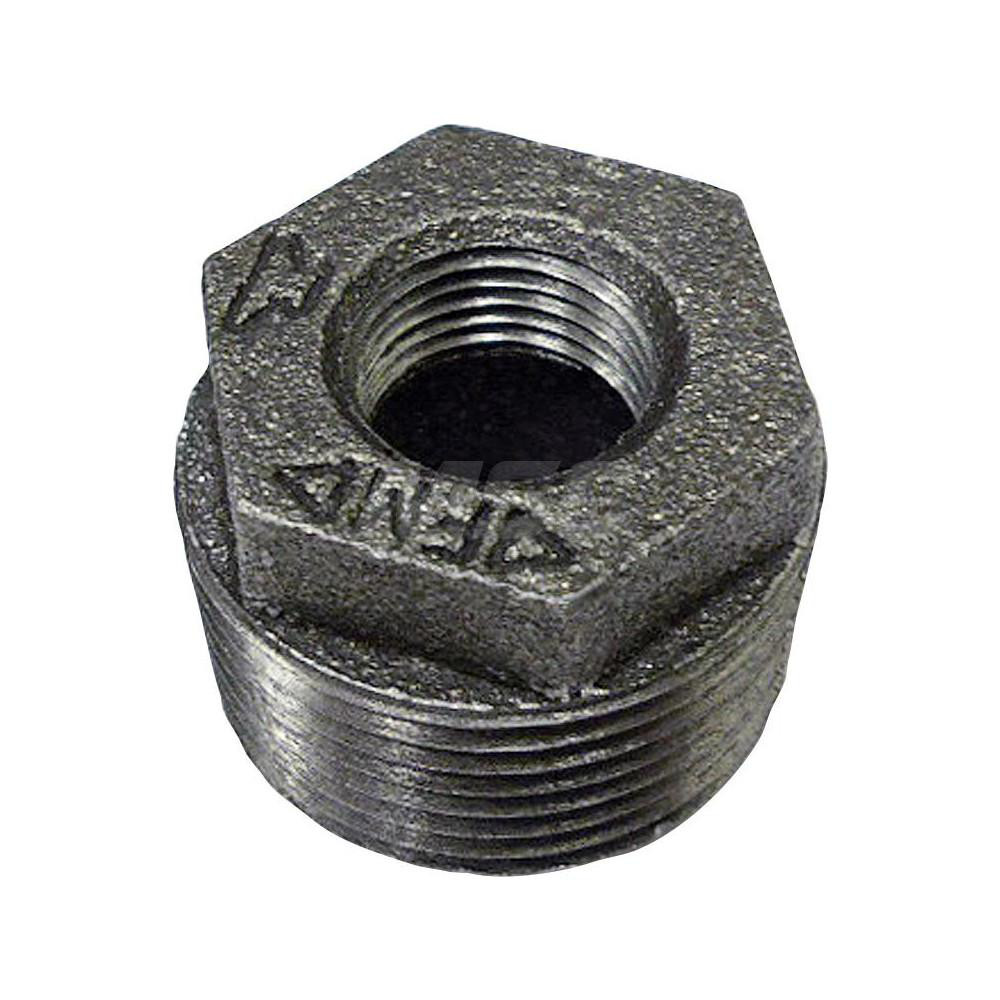 Black Hex Bushing: 1 x 1/4", 150 psi, Thread x Thread - Malleable Iron, Class 150