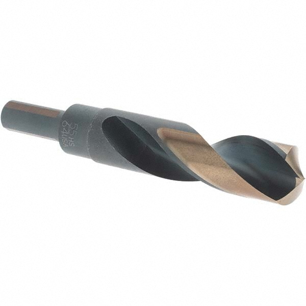 Mechanics Drill Bit: 55/64" Dia, 135 ° Point, High Speed Steel, Weldon Shank, Split Point
