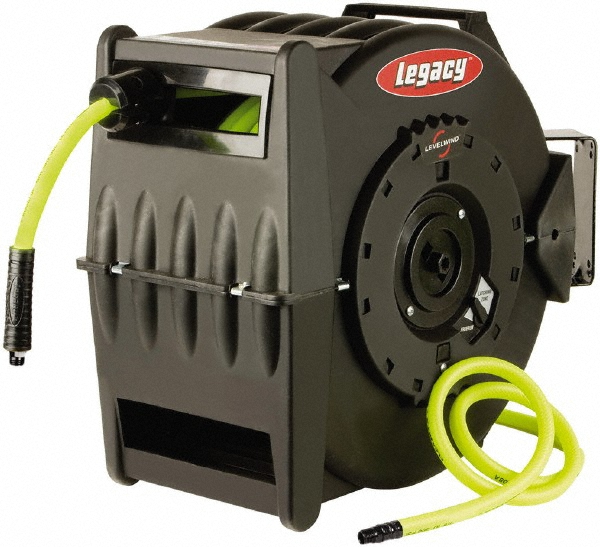 Hose Reel with Hose: 3/8" ID Hose x 75', Spring Retractable - 300 psi, 3/4" GHT Inlet