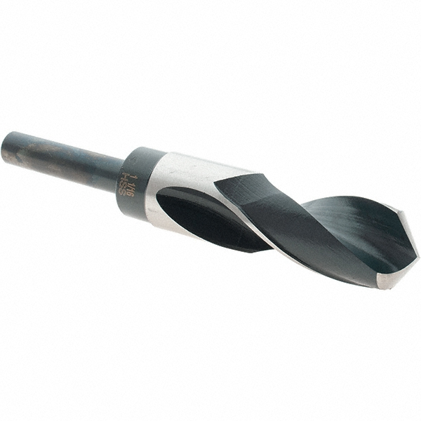 Reduced Shank Drill Bit: 1-1/16'' Dia, 1/2'' Shank Dia, 118 °, High Speed Steel