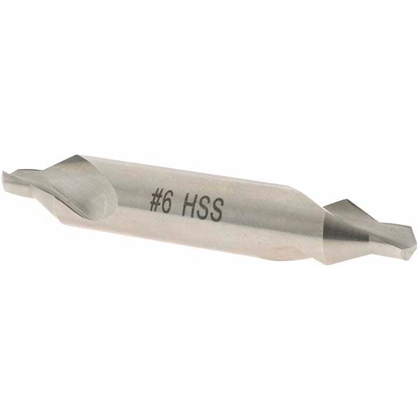 Combo Drill & Countersink: #6, 1/2" Body Dia, 600, High Speed Steel
