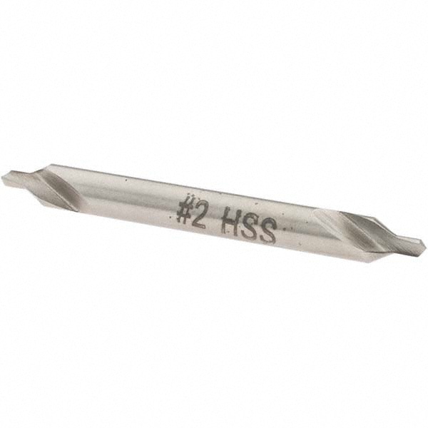 Combo Drill & Countersink: #2, 3/16" Body Dia, 600, High Speed Steel