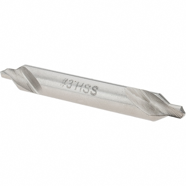 Combo Drill & Countersink: #3, 1/4" Body Dia, 600, High Speed Steel