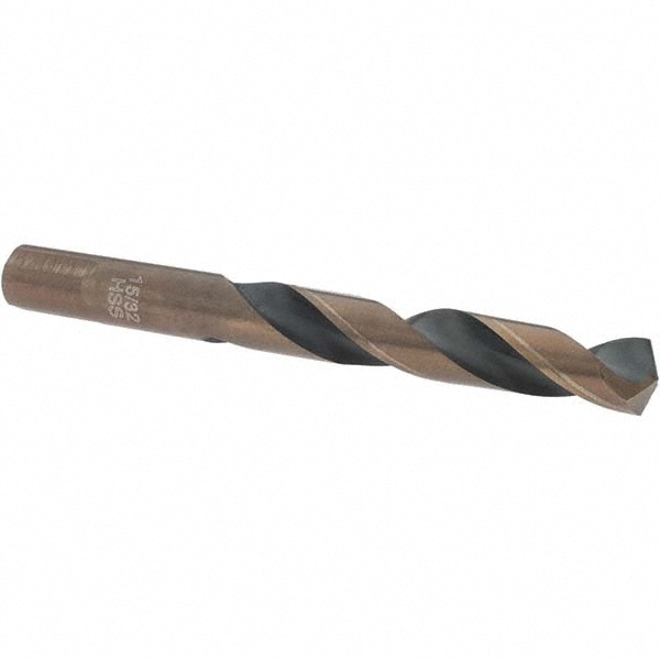 Mechanics Drill Bit: 15/32" Dia, 135 ° Point, High Speed Steel, Weldon Shank, Split Point