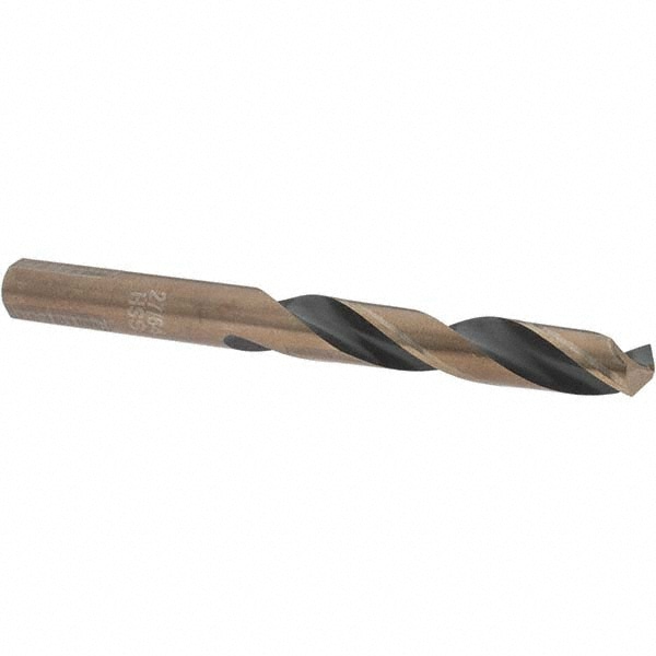 Mechanics Drill Bit: 27/64" Dia, 135 ° Point, High Speed Steel, Weldon Shank, Split Point