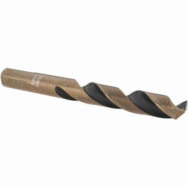 Mechanics Drill Bit: 25/64" Dia, 135 ° Point, High Speed Steel, Weldon Shank, Split Point
