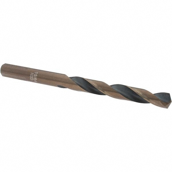 Mechanics Drill Bit: 19/64" Dia, 135 ° Point, High Speed Steel, Weldon Shank, Split Point