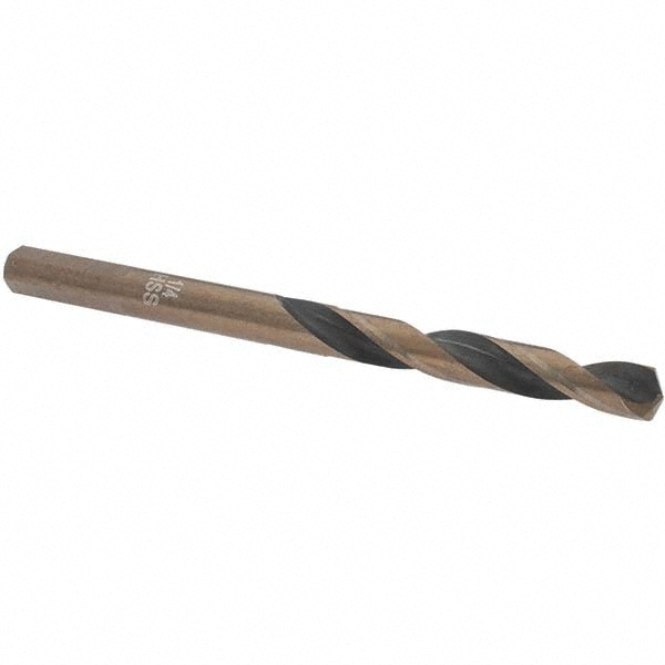 Mechanics Drill Bit: 1/4" Dia, 135 ° Point, High Speed Steel, Weldon Shank, Split Point