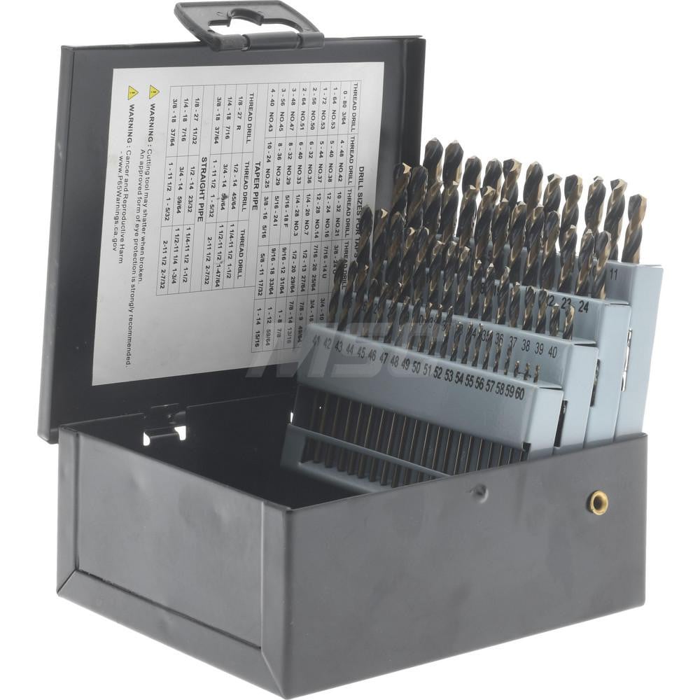 Import - Drill Bit Set: Jobber Length Drill Bits, 60 Pc, 135 °, High ...