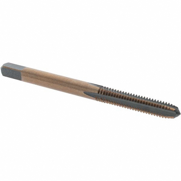 Straight Flute Tap: #8-32 UNC, 4 Flutes, Plug, High Speed Steel, Gold/Oxide Coated