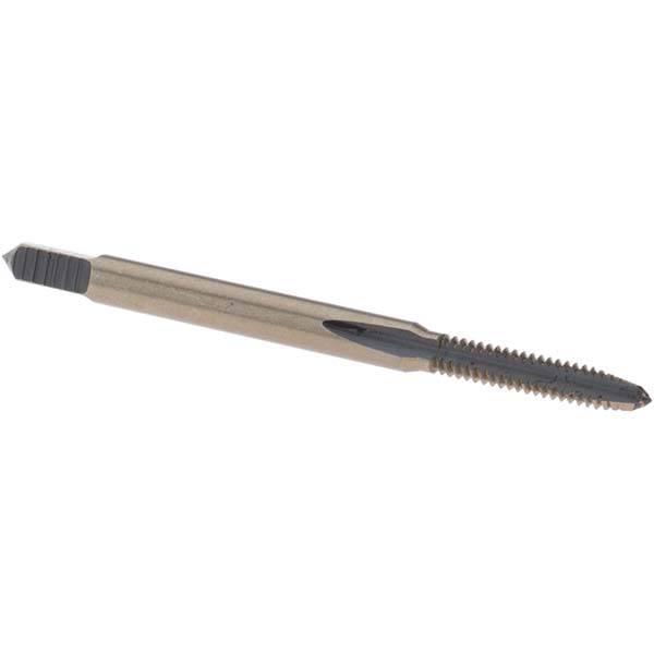 Straight Flute Tap: #4-40 UNC, 3 Flutes, Plug, High Speed Steel, Gold/Oxide Coated