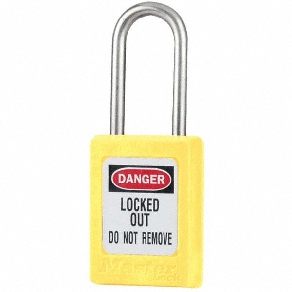 Master Lock Keyed Different Lockout Padlock - 1-1/2" Shackle Clearance, 1-7/8" Body Height x 1-3/8" Body Width, Thermoplastic Body, Steel Shaft