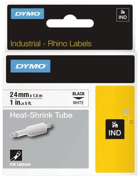 Label Maker Label: White, Heat Shrinkable Polyolefin, 60" OAL, 1" OAW