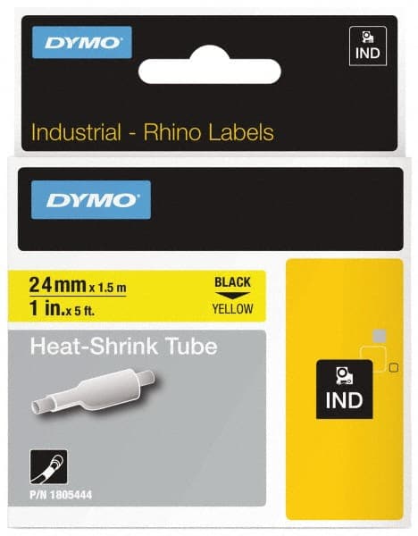 Label Maker Label: Yellow, Heat Shrinkable Polyolefin, 60" OAL, 1" OAW