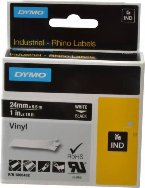 Dymo 1805432 Label Maker Label: Black, Vinyl, 216" OAL, 1" OAW 