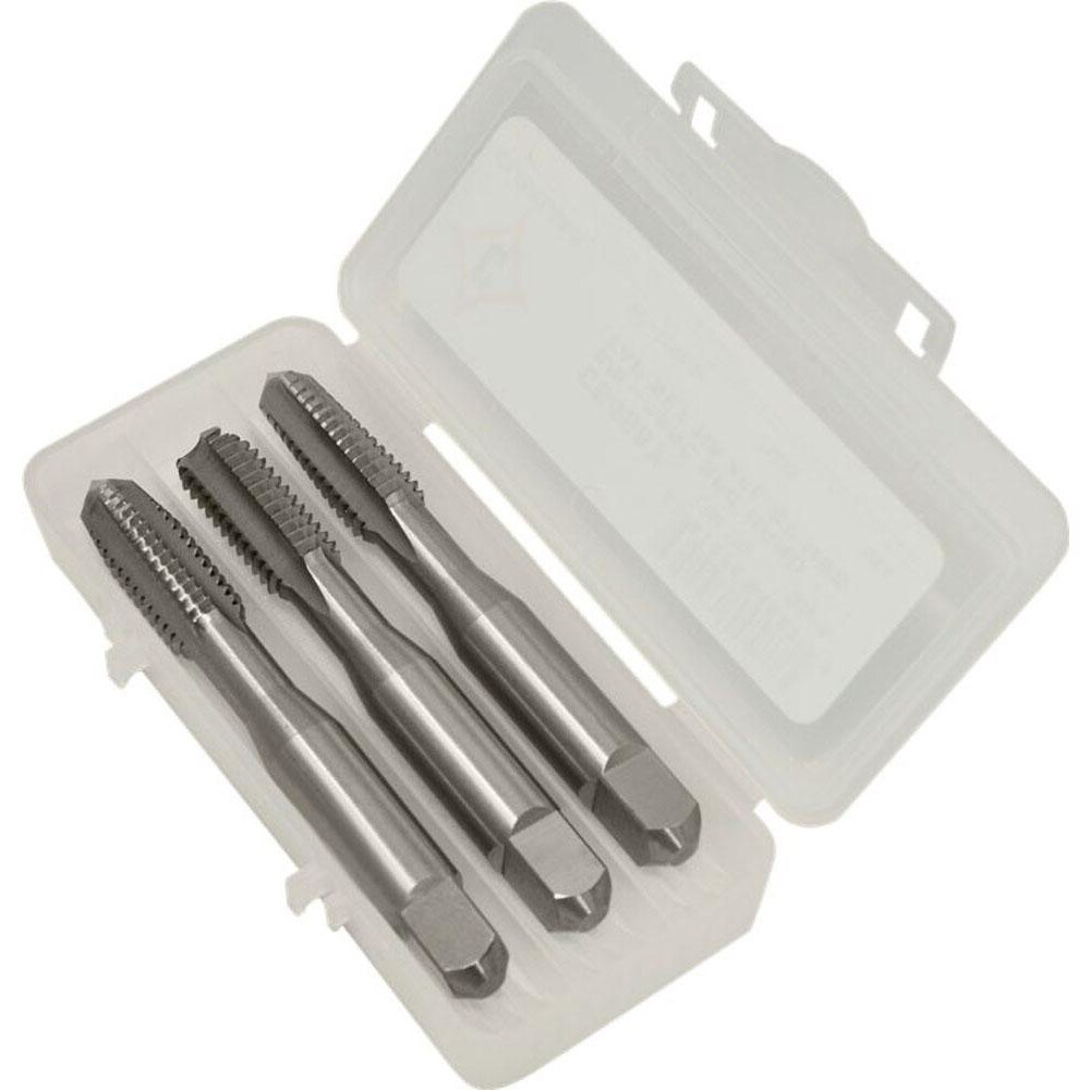Tap Set: #4-48 UNF, 3 Flute, Bottoming Plug & Taper, High Speed Steel, Bright Finish
