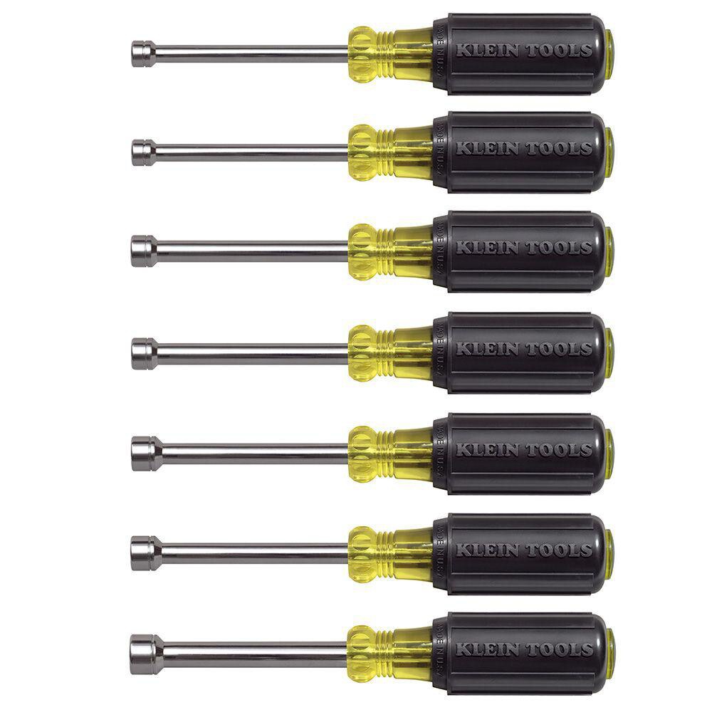 Nut Driver Set: 7 Pc, 5 to 10 mm, Hollow Shaft, Cushion Grip Handle