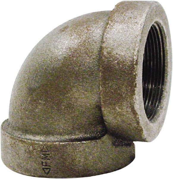 Black 90 deg Elbow: 1-1/4", FPT - Cast Iron, ASME B1.20.1, ASME-B16.4, ASTM A126, FM Approved & cULus Listed, Class 125