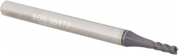 SGS 36872 Corner Radius End Mill: 1/16" Dia, 3/16" LOC, 0.005" Radius, 4 Flutes, Solid Carbide Image