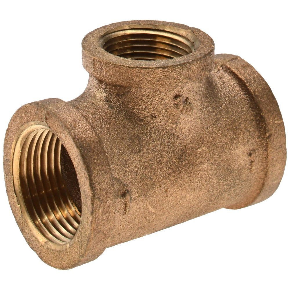 Brass Pipe Tee: 1 x 3/4" Fitting, MPT, Class 125