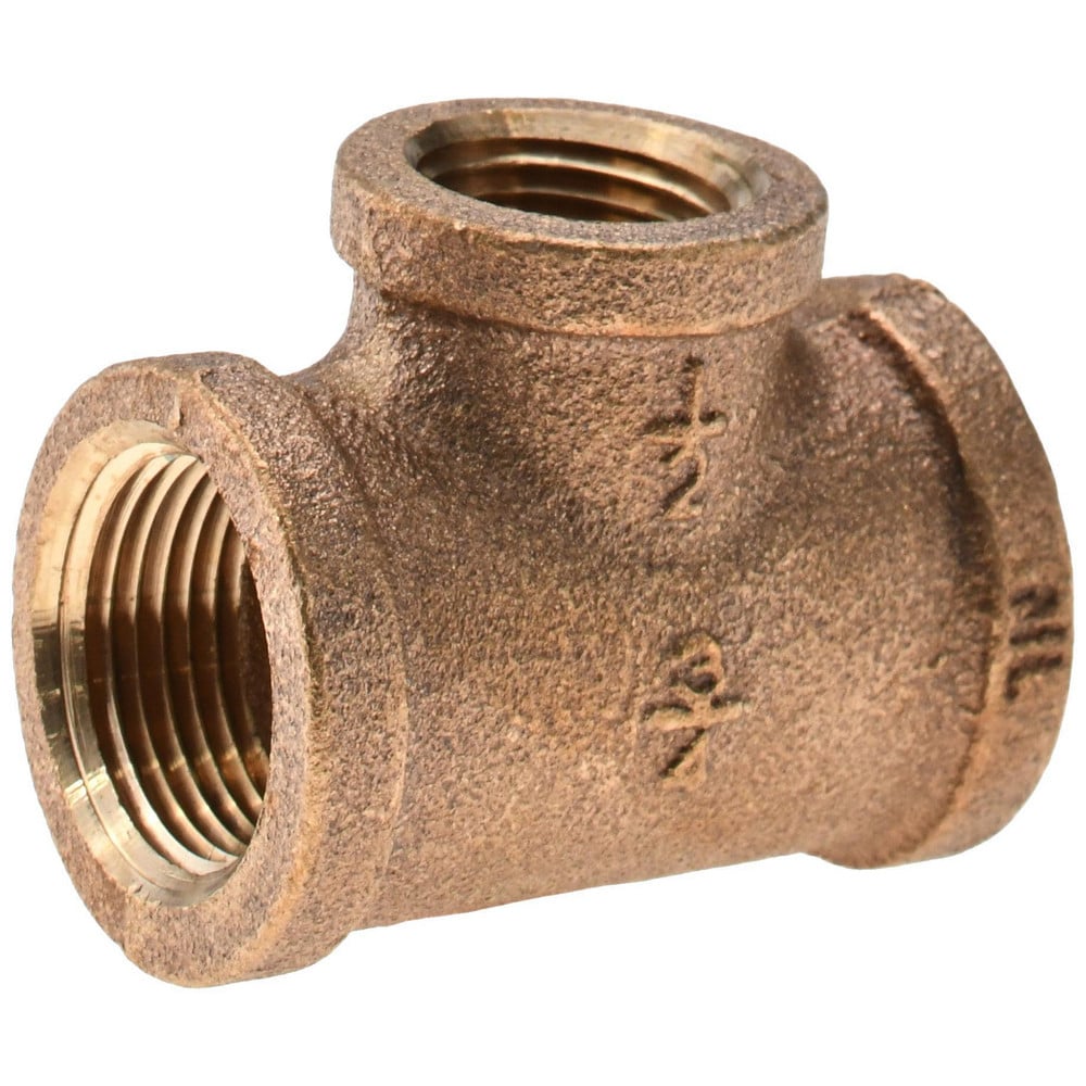 Brass Pipe Tee: 3/4 x 1/2" Fitting, MPT, Class 125