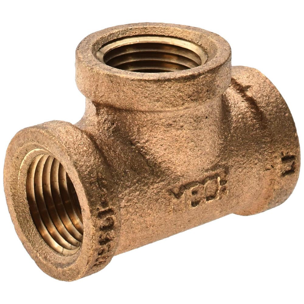 Brass Pipe Tee: 1/2 Fitting, MPT, Class 125