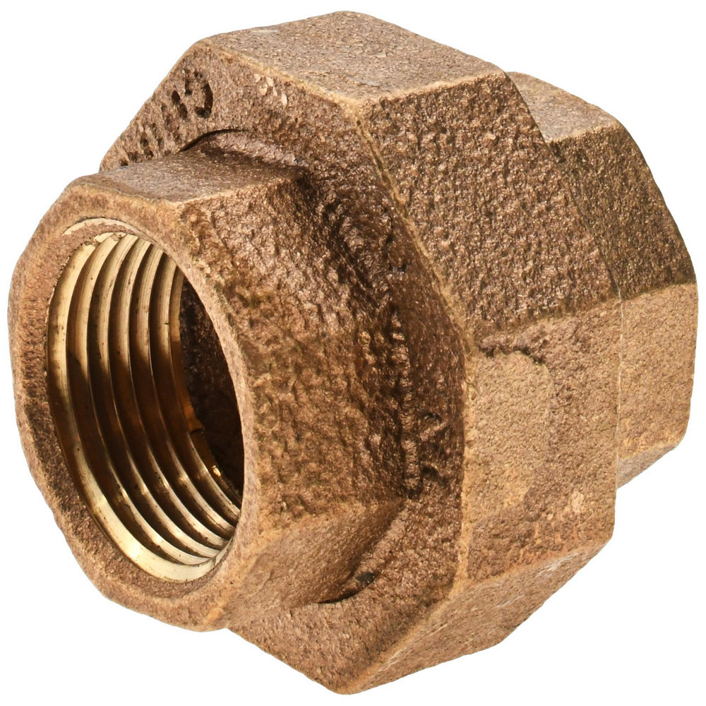 Brass Pipe Union: 1" Fitting, NPT, Class 125 - NPT Ends, 125 psi, Red Brass Finish, Class 125