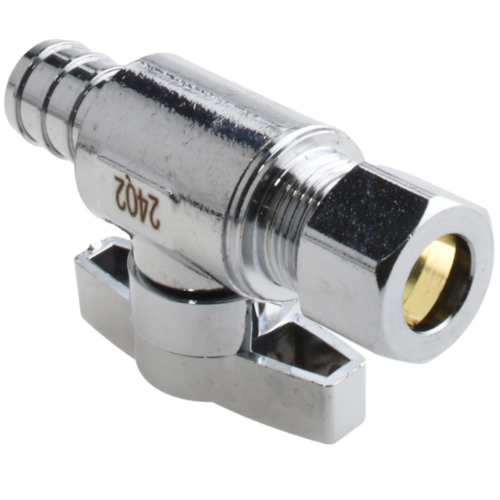 PEX 1/2 Inlet, 125 Max psi, Chrome Finish, Brass Water Supply Stop Valve
