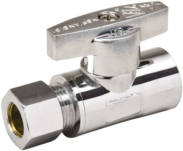 Sweat 1/2 Inlet, 125 Max psi, Chrome Finish, Brass Water Supply Stop Valve