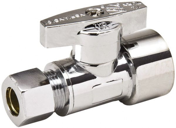 FIP 1/2 Inlet, 125 Max psi, Chrome Finish, Brass Water Supply Stop Valve