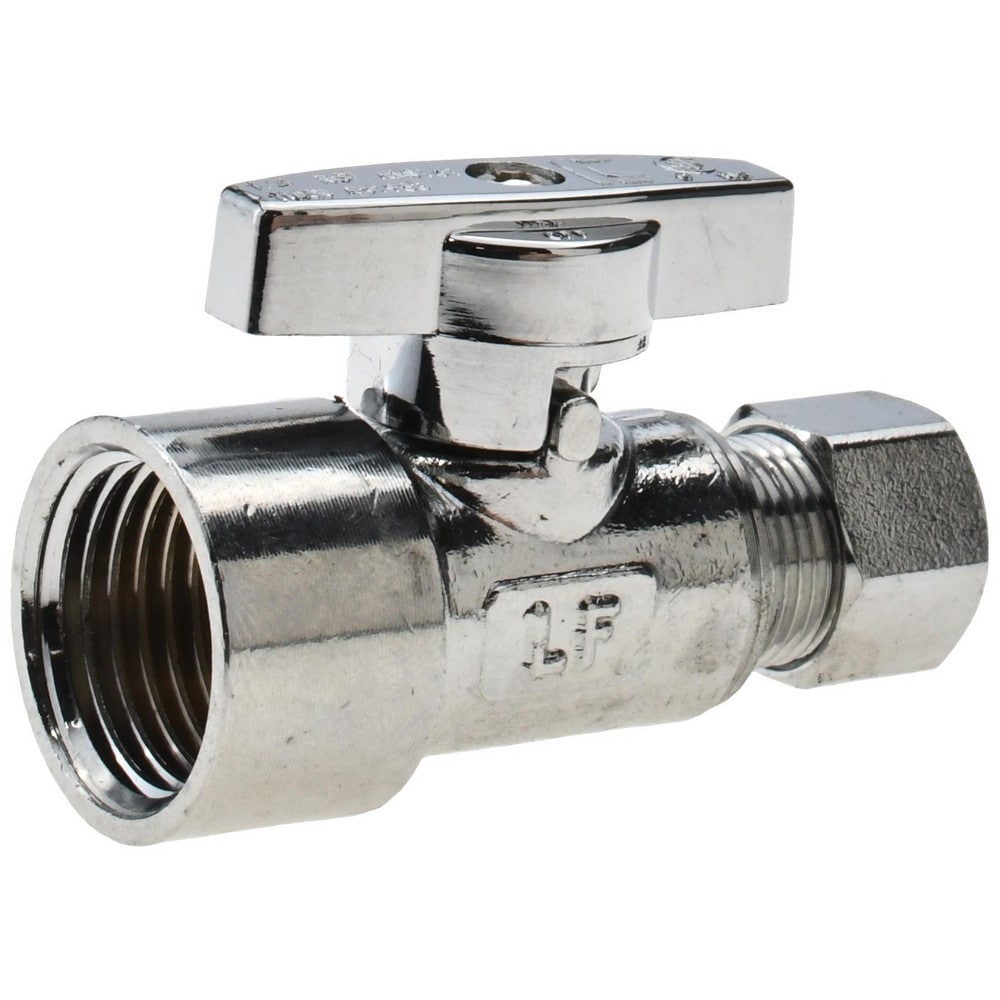 FIP 1/2 Inlet, 125 Max psi, Chrome Finish, Brass Water Supply Stop Valve